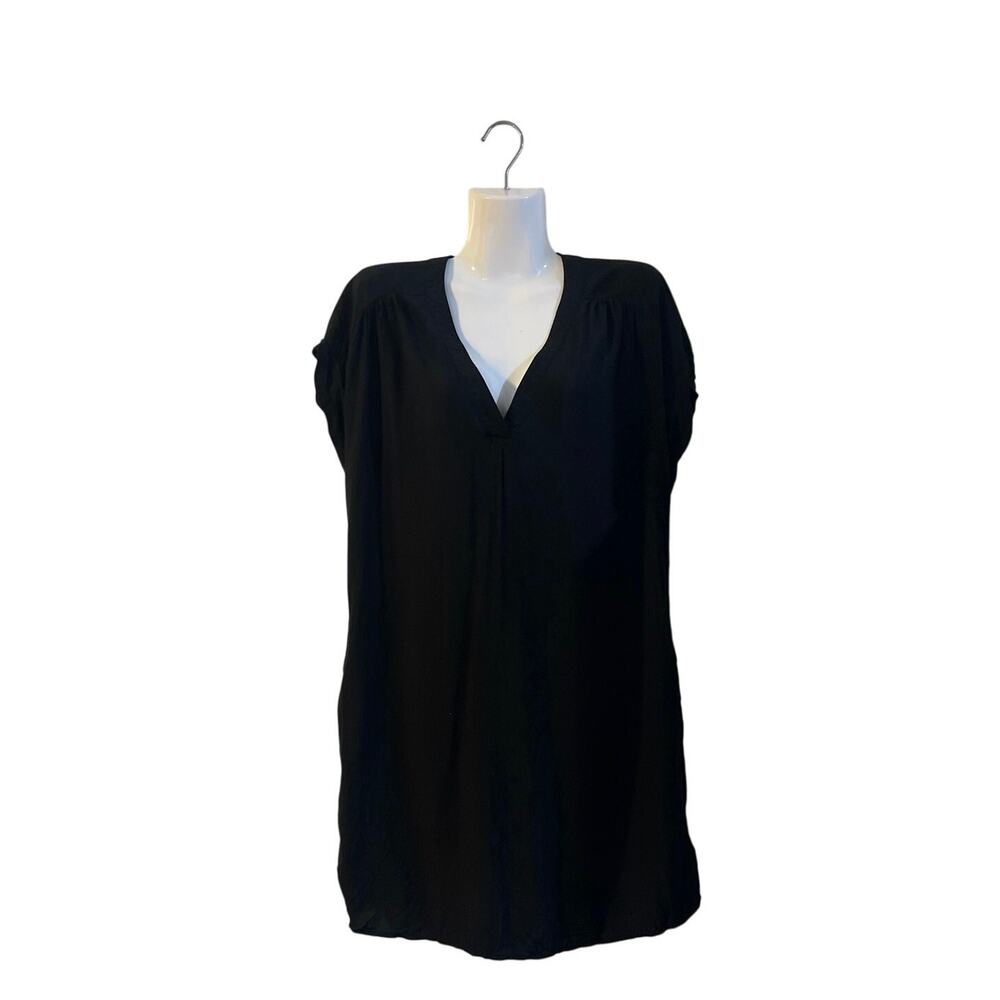Gap Black VNeck Cap Sleeves Shift Relaxed Dress SZ M Casual Lightweight Everyday